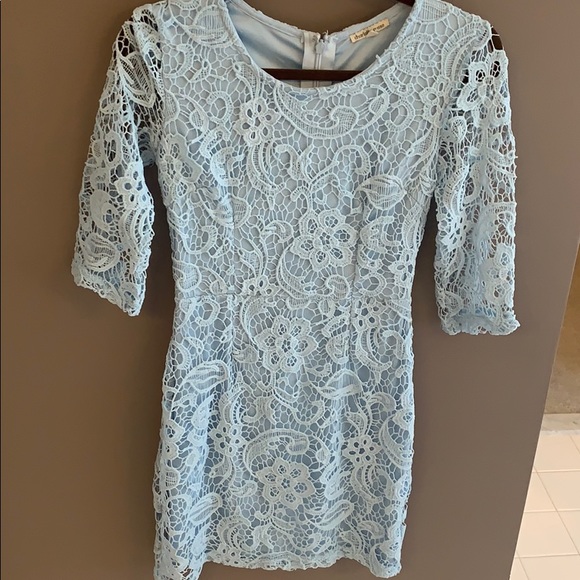 All over lace baby blue dress - Picture 4 of 8